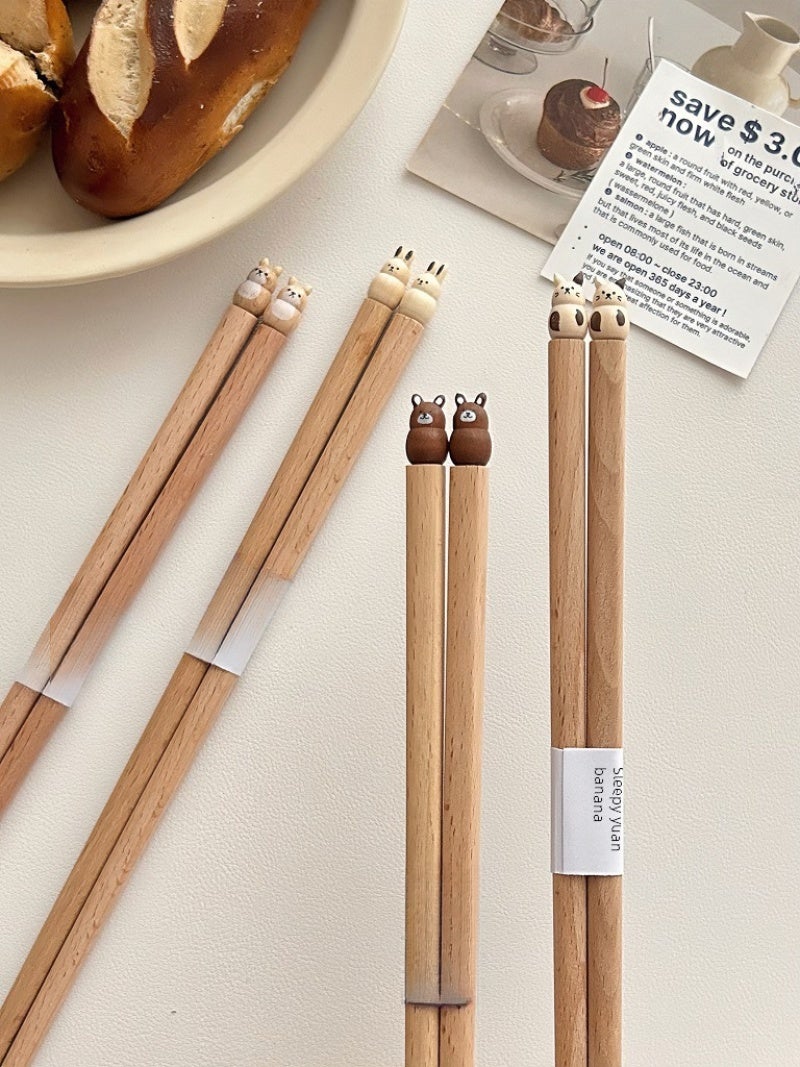 Bamboo Chopsticks 25cm Handcrafted Eco-Friendly - Unique Cartoon Design Lightweight for All Occasions - Image 5