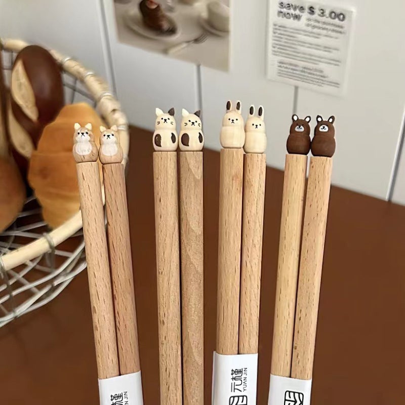 Bamboo Chopsticks 25cm Handcrafted Eco-Friendly - Unique Cartoon Design Lightweight for All Occasions - Image 3