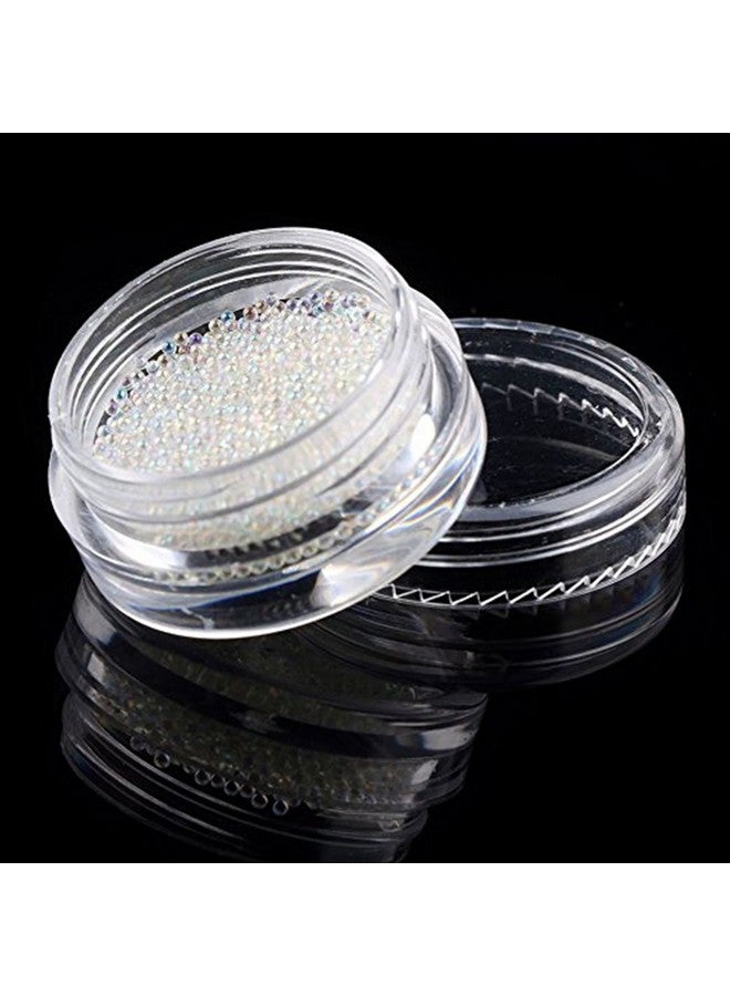 مينجين فن الأظافر أحجار الراين الصغيرة الخرز Ab Micro Ball Gems نصائح مانيكير ثلاثية الأبعاد زجاجتان مع صينية - Image 5