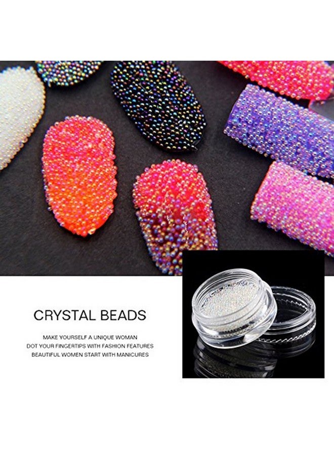 مينجين فن الأظافر أحجار الراين الصغيرة الخرز Ab Micro Ball Gems نصائح مانيكير ثلاثية الأبعاد زجاجتان مع صينية - Image 4