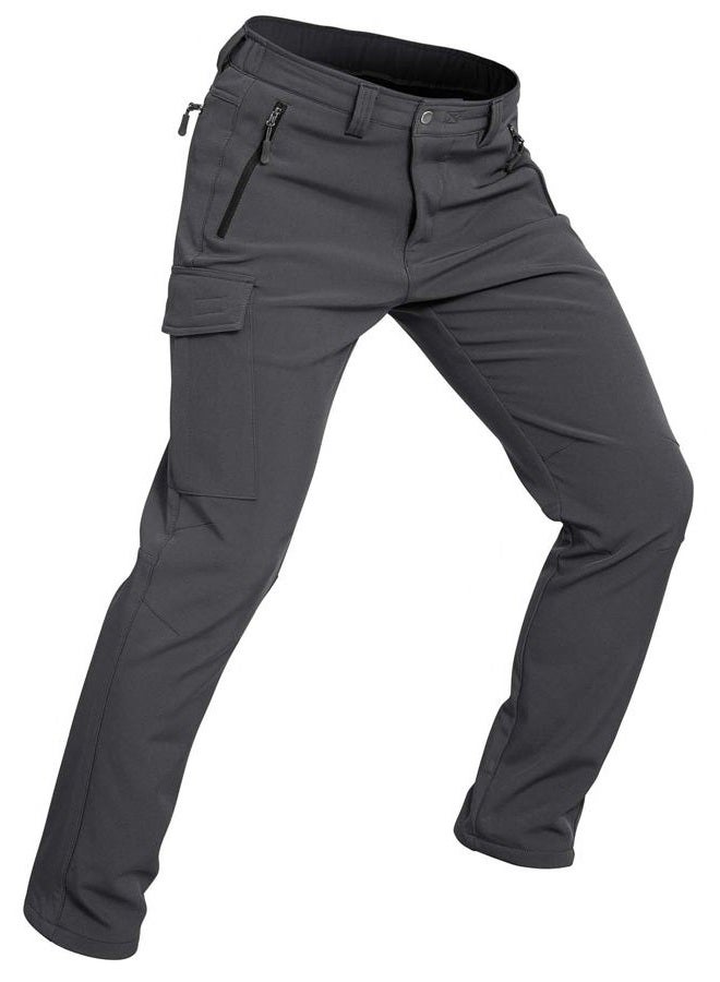 Wespornow Men's Thermal Softshell Ski Trousers, Waterproof Winter Trousers, Lined Snow Trousers with Fleece Lining for Ski & Snowboard (Grey, L) - Image 1