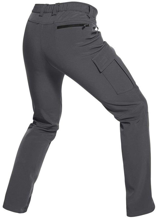 Wespornow Men's Thermal Softshell Ski Trousers, Waterproof Winter Trousers, Lined Snow Trousers with Fleece Lining for Ski & Snowboard (Grey, L) - Image 3