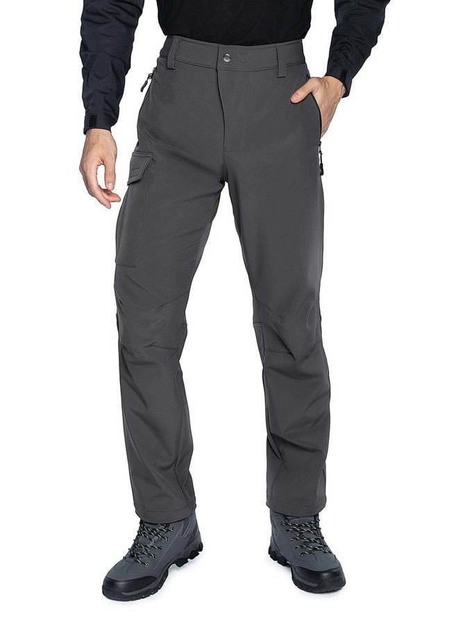 Wespornow Men's Thermal Softshell Ski Trousers, Waterproof Winter Trousers, Lined Snow Trousers with Fleece Lining for Ski & Snowboard (Grey, L) - Image 2
