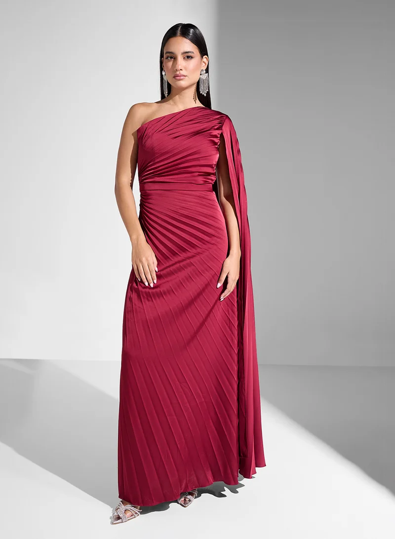 Akadia Fashion Pleated One-Shoulder Dress