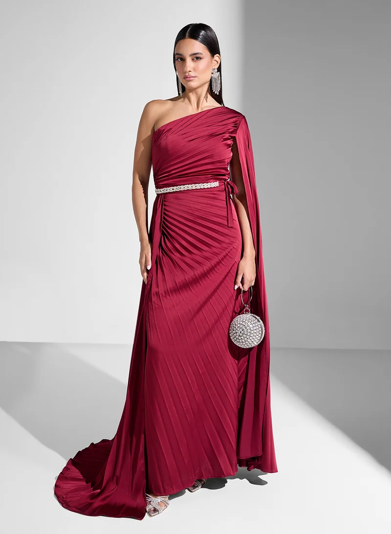 Akadia Fashion Pleated One-Shoulder Dress