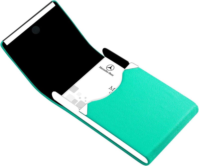 Padike Professional Business Card Holder PU Leather Business Card Case Name Card Holder Slim Metal Pocket Card Holder with Magnetic Shut (Y-Lake blue) - Image 5