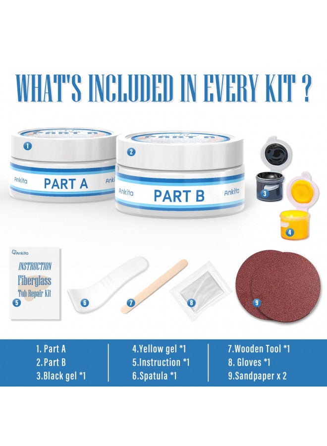 Ankita Tub, Tile and Shower Repair Kit (Color Match) Fiberglass Repair Kit -White/Almond/Black/Bone/Bisque/Biscuit/Grey/Cream/Off White/Beige, Odorless Bathtub Paint/Porcelain Repair Kit - Image 1