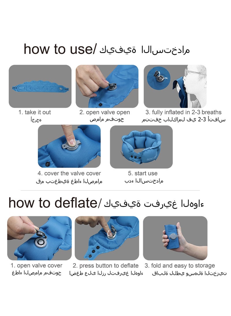 ICARLUS Inflatable Neck Pillow Travel-Friendly Portable Neck Pillow - Blue  - Image 3