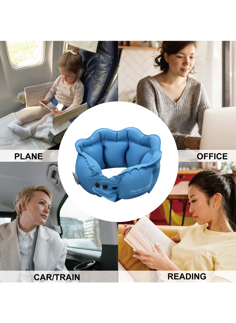 ICARLUS Inflatable Neck Pillow Travel-Friendly Portable Neck Pillow - Blue  - Image 4