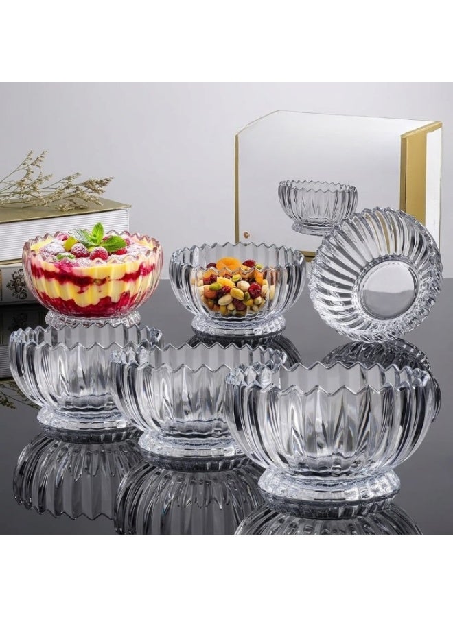 6-piece crystal glass bowl set, 290ml capacity, for fruit, desserts, and nuts – elegant clear glass serving dishes for the kitchen and hospitality – suitable for desserts, fruits, and appetizers - Image 2
