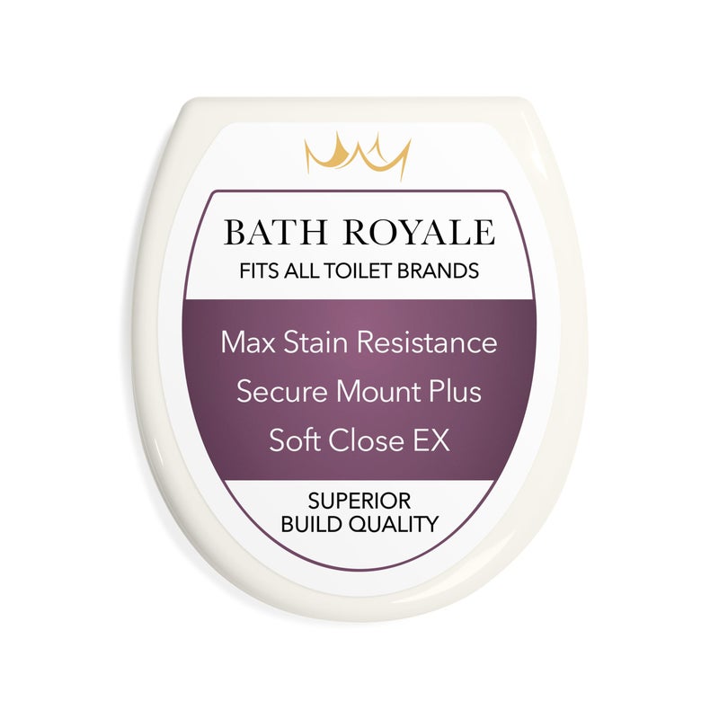 Bath Royale Round Toilet Seat Replacement with Cover BR50001 Slow Close Heavy Duty Sturdy StainResistant No Jiggle and Easy to Clean Fits All Toilet Brands Executive Series BiscuitLinen