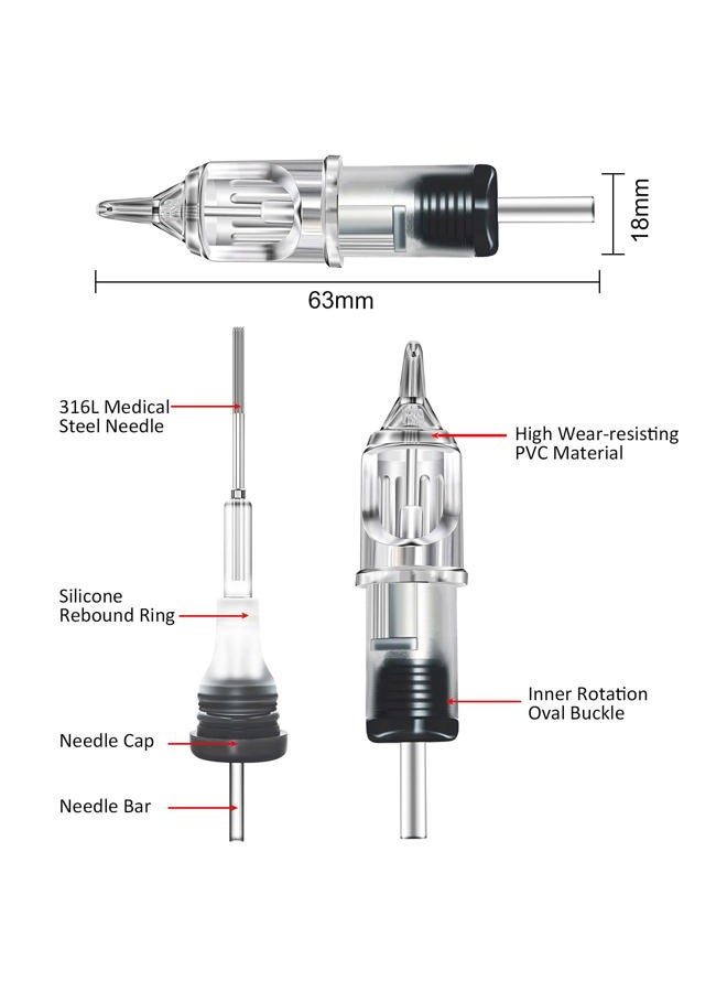 Autdor Tattoo Needles Cartridge - 100Pcs Mixed Tattoo Cartridge Needles Round Liner Shader Flat Magnum 3RL 5RL 7RL 9RL 3RS 5RS 7RS 9RS 5M1 7M1 for Tattoo Machine Tattoo Supplies (RL/RS/M1/RM-120PCS) - Image 2