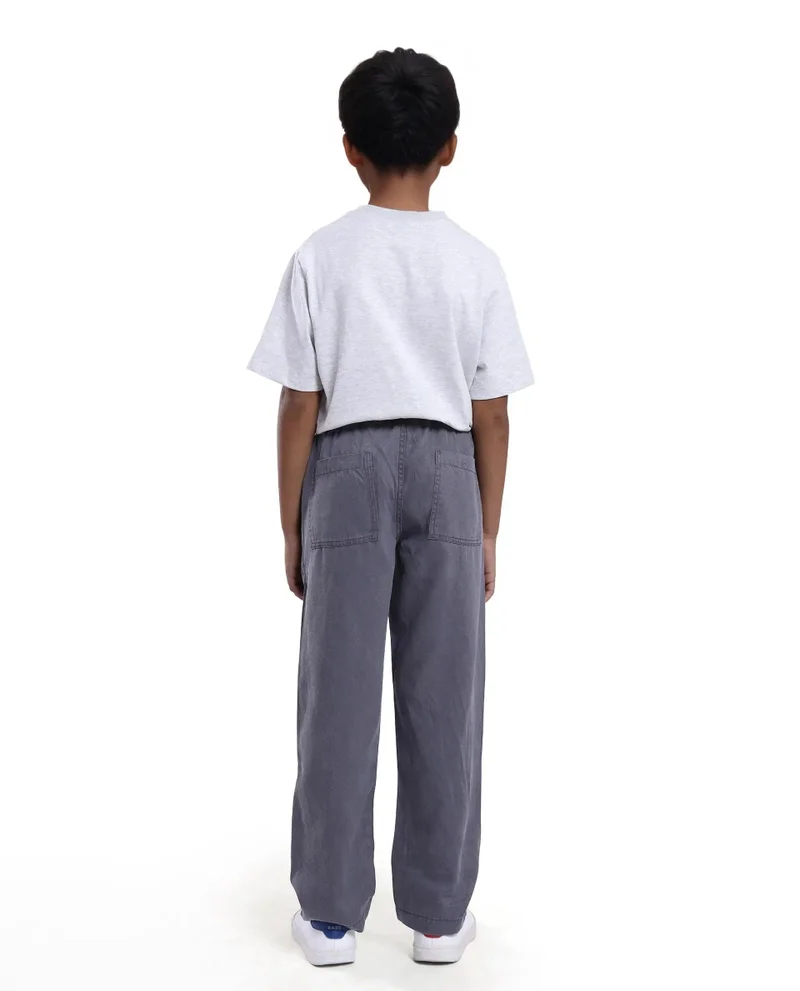 رير ونز Rare Ones Kids Dusk Grey Cotton Blend Plain Drawstring Regular Fit Trouser