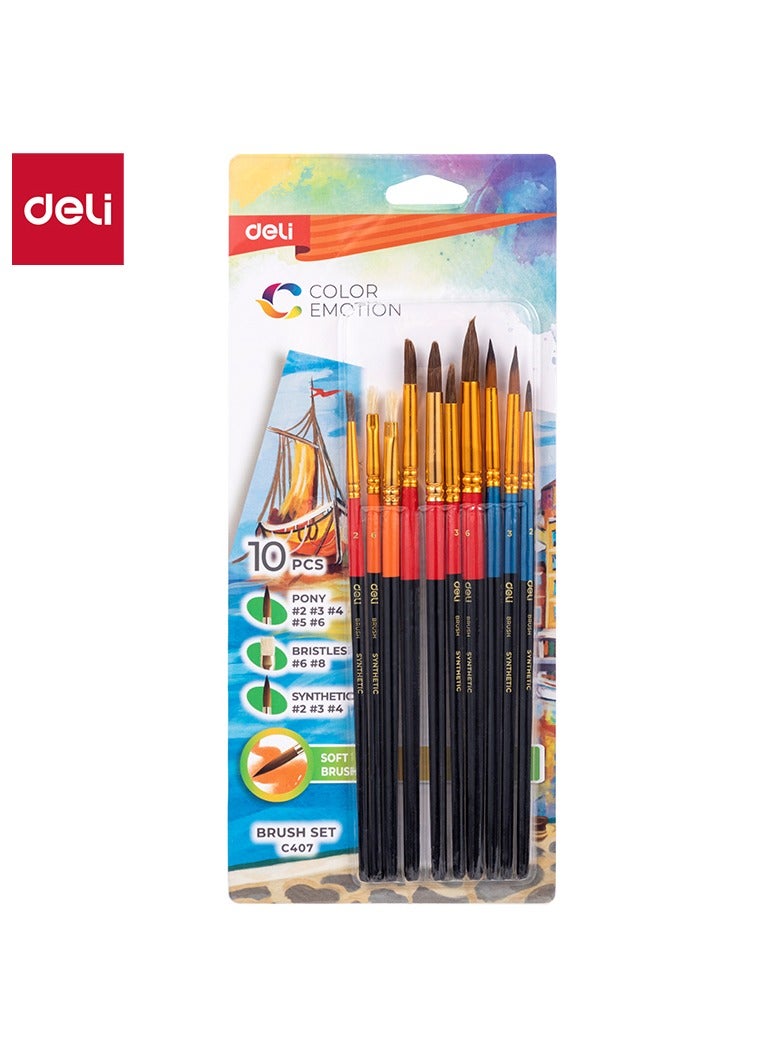 ديليEC407 مجموعة فرشاة شعر خشن مدورة – مثالية للرسم بالأكريليك والزيت - Image 1