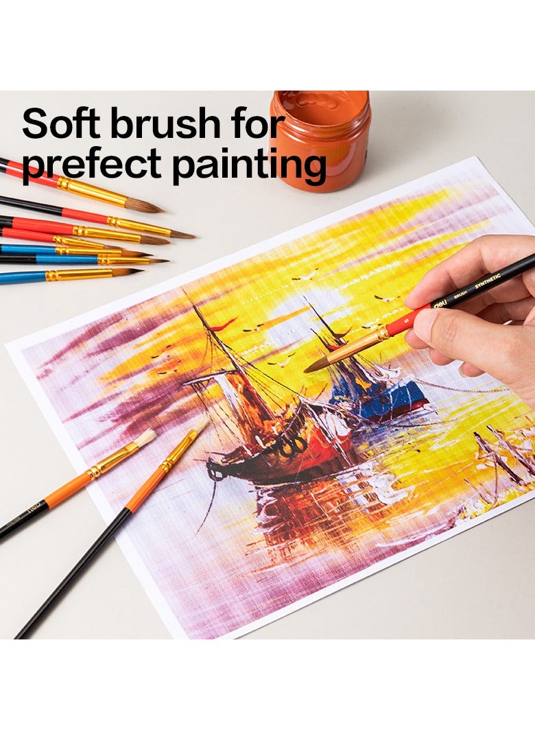 ديليEC407 مجموعة فرشاة شعر خشن مدورة – مثالية للرسم بالأكريليك والزيت - Image 2