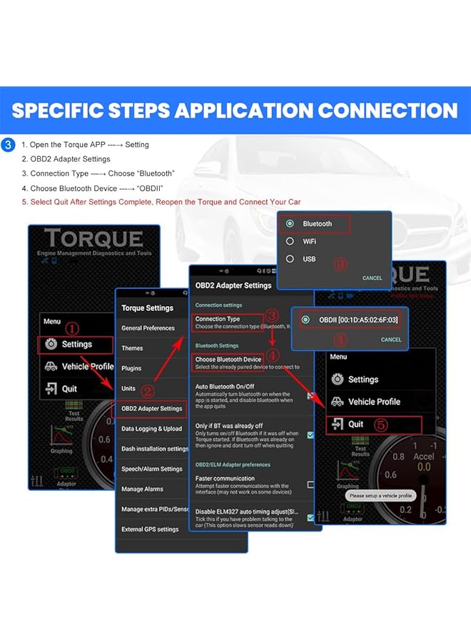 Obd2 Scanner Adapter Bluetooth, Wireless Diagnostic Code Reader Obd Ii Scan Tool, Car Code Reader, Engine Fault Code Reader, Reset And Clear Check Car Engine Light, Compatible With Android And Windows