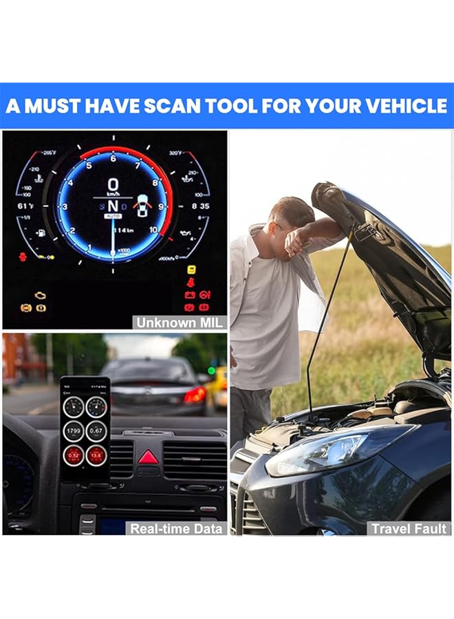 YARDHOBI Obd2 Scanner Adapter Bluetooth, Wireless Diagnostic Code Reader Obd Ii Scan Tool, Car Code Reader, Engine Fault Code Reader, Reset And Clear Check Car Engine Light, Compatible With Android And Windows - Image 2