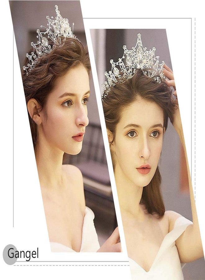 Gangel Baroque Costume Wedding Crowns Queen Tiaras Vintage Crowns Rhinestone Bride Wedding Crown Crystal Tiara Pricess Hair Accessories for Women and Girls (SILVER) - Image 4