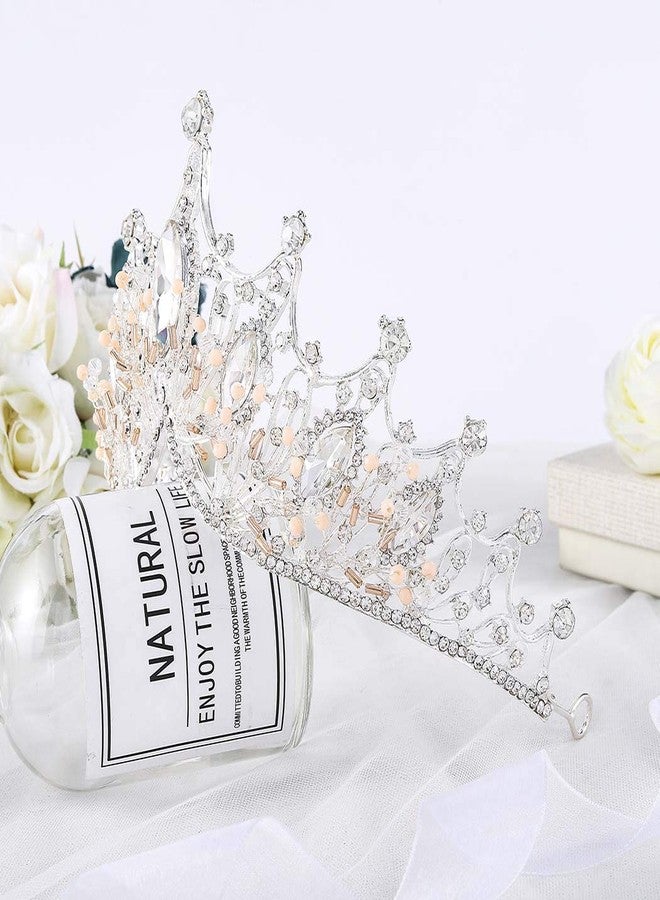 Gangel Baroque Costume Wedding Crowns Queen Tiaras Vintage Crowns Rhinestone Bride Wedding Crown Crystal Tiara Pricess Hair Accessories for Women and Girls (SILVER) - Image 5