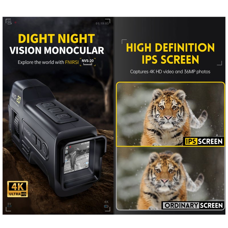 FNIRSI 4K Digital Infrared Night Vision 300M Full-Dark Viewing Day Night Use with 1.54Inch IPS Screen 6X Digital Zoom Support 36MP Resolution Photo Taking 4K Video Recording and Playback for Camping - Image 2