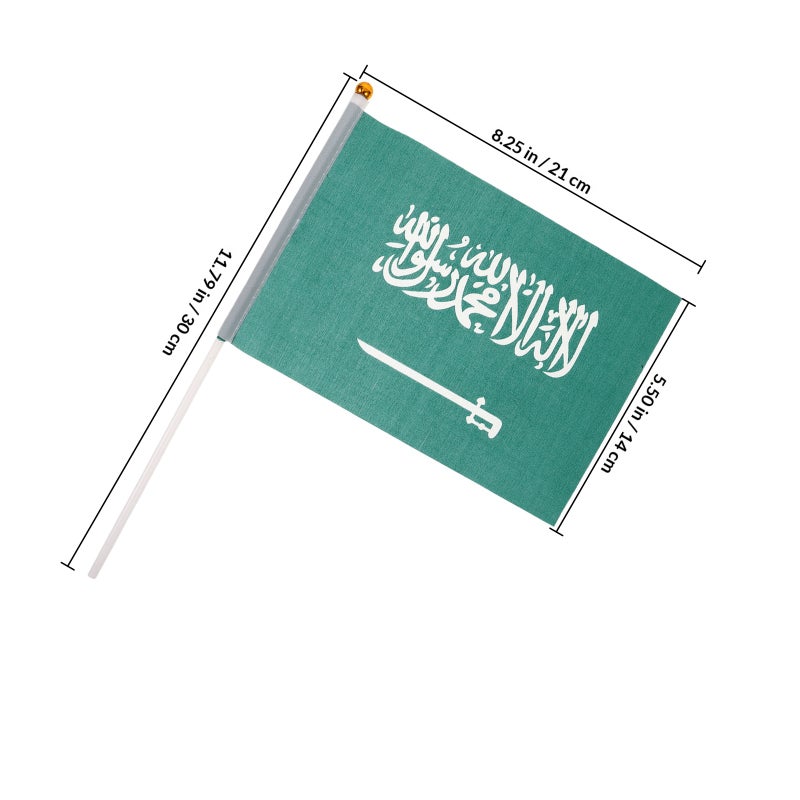Mini Handheld Arabia Flag 100pcs Arabian Car Flags Arabia National Polyester Flag Flags Stick Waving Flags For National Day Decorations Green - Image 2