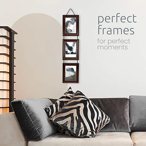 Kiera Grace Lucy Collage Frame, Holds 3 Vertical 5" x 7" Photos, Wall Mount Picture Frame with Hanging Rope, 7.25" x 9.25", Dark Brown - Image 3