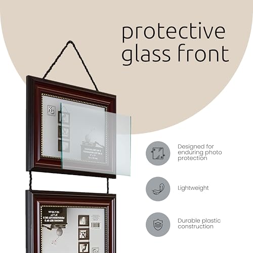 Kiera Grace Lucy Collage Frame, Holds 3 Vertical 5" x 7" Photos, Wall Mount Picture Frame with Hanging Rope, 7.25" x 9.25", Dark Brown - Image 5