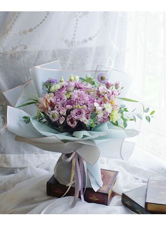 زي سي إم - هابي 40 قطعة من ورق تغليف الهدايا وباقة الزهور الفاخرة بحافة ذهبية شفافة غير لامعة 58 × 58 سم - Image 3