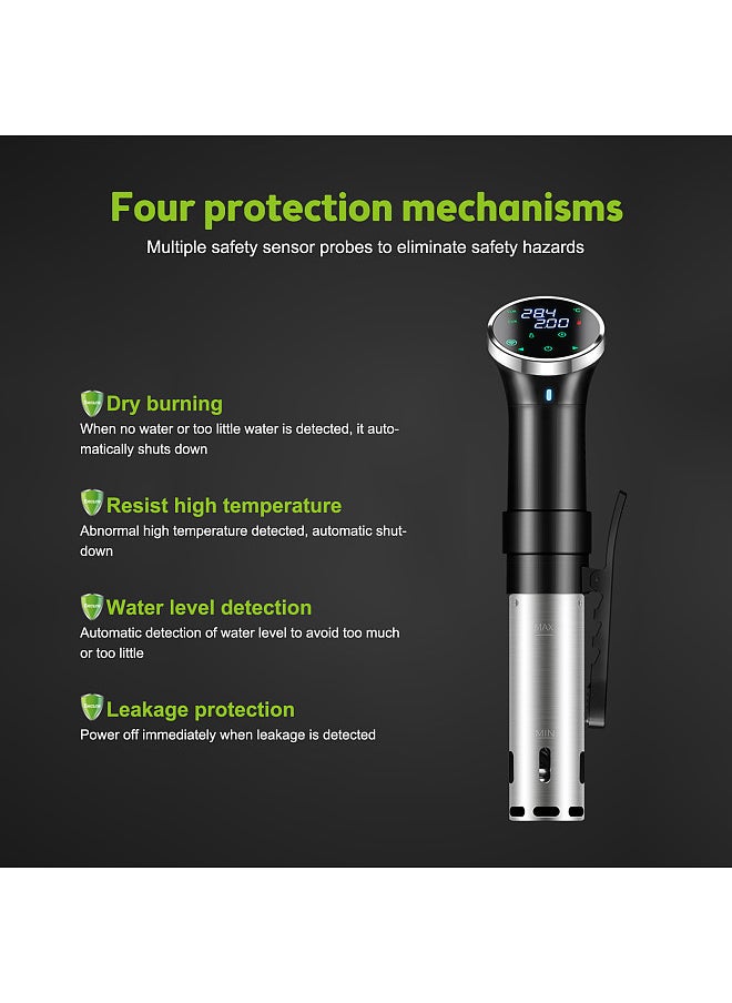 WiFi Sous Cooker Machine Immersion Circulator Quiet 1100 Watts Tuya APP Accurate Temperature and Time Digital Display Precision Sous Cooker