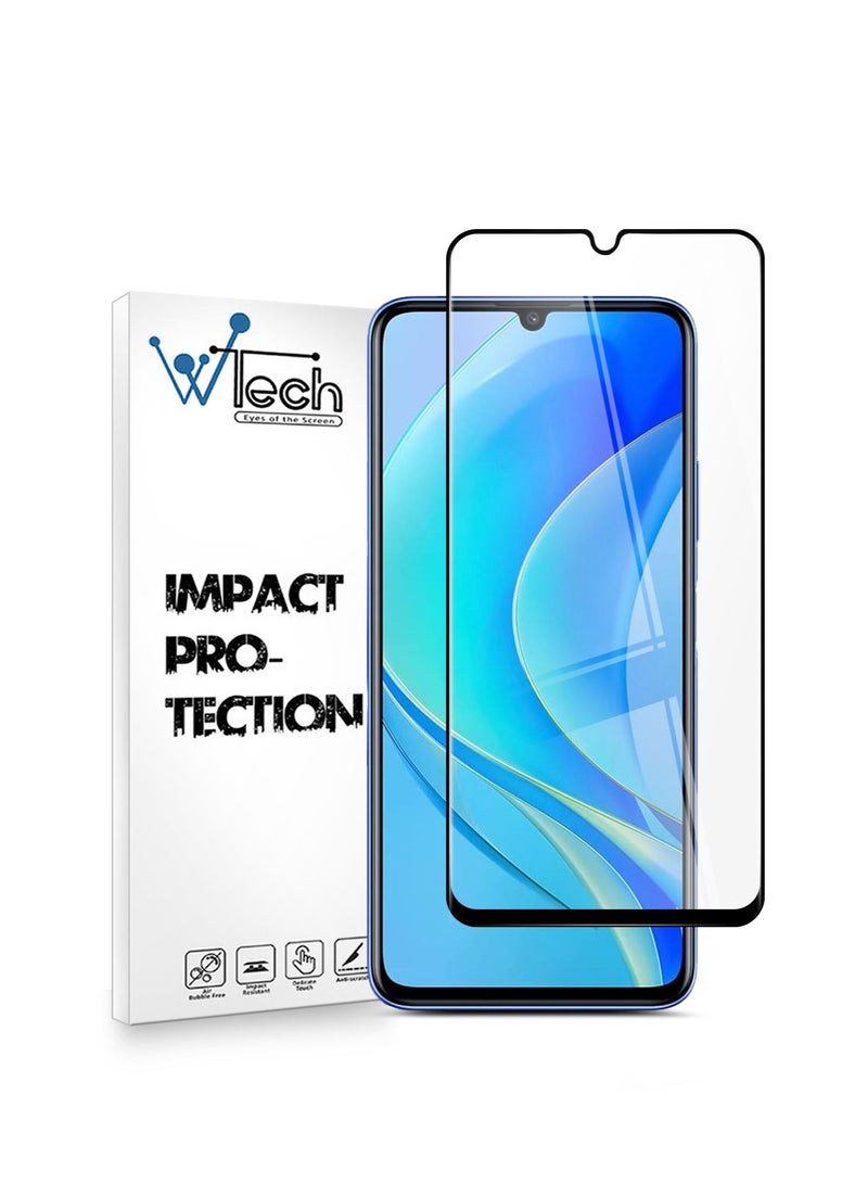 Wtech Huawei Nova Y70 4G 2022 / Y70 Plus 4G 2022 / Y71 4G 2023 Premium E2E Full Glue Full Cover Tempered Glass Screen Protector (MSGECN) - Clear/Black - Image 1