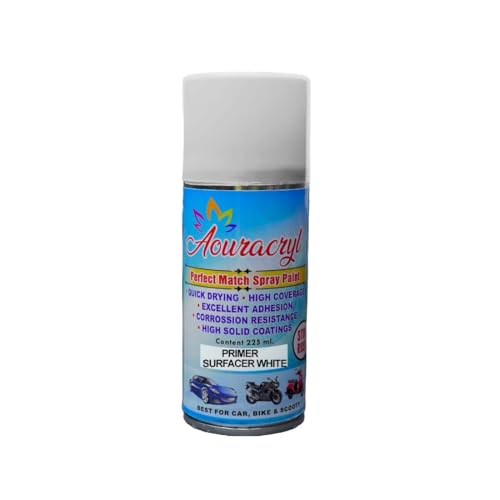 AOURACRYL Spray paint Primer Surfacer White-225 ml,(Pack of 1) For Car, Bike,Scooty, Cycle, Wood, Plastics and Metal Items, Furnitures and industrial parts - Image 1