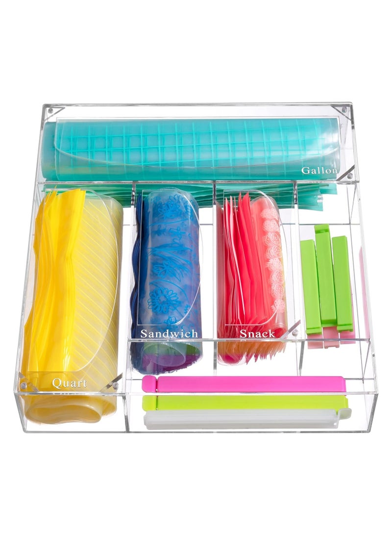 TPGP Ziplock Bag Storage Organizer – Acrylic Brightroom Drawer Storage with Upgraded Design for Gallon, Quart, Sandwich, and Snack Bags  - Image 1