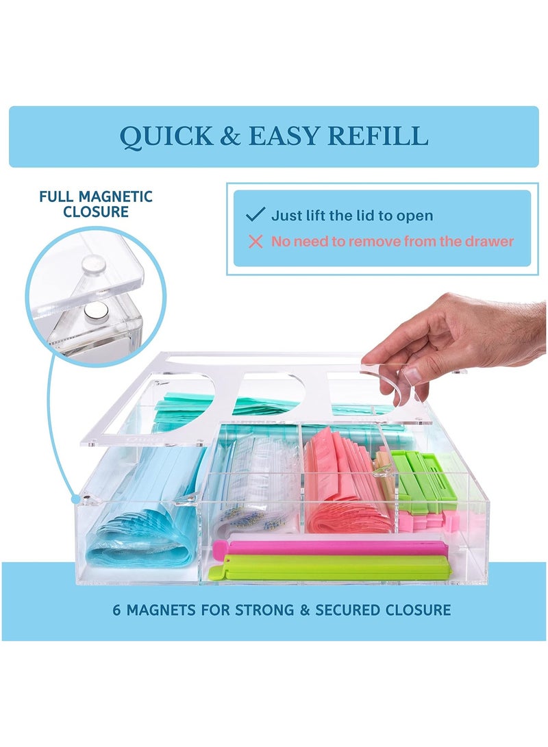 TPGP Ziplock Bag Storage Organizer – Acrylic Brightroom Drawer Storage with Upgraded Design for Gallon, Quart, Sandwich, and Snack Bags  - Image 4