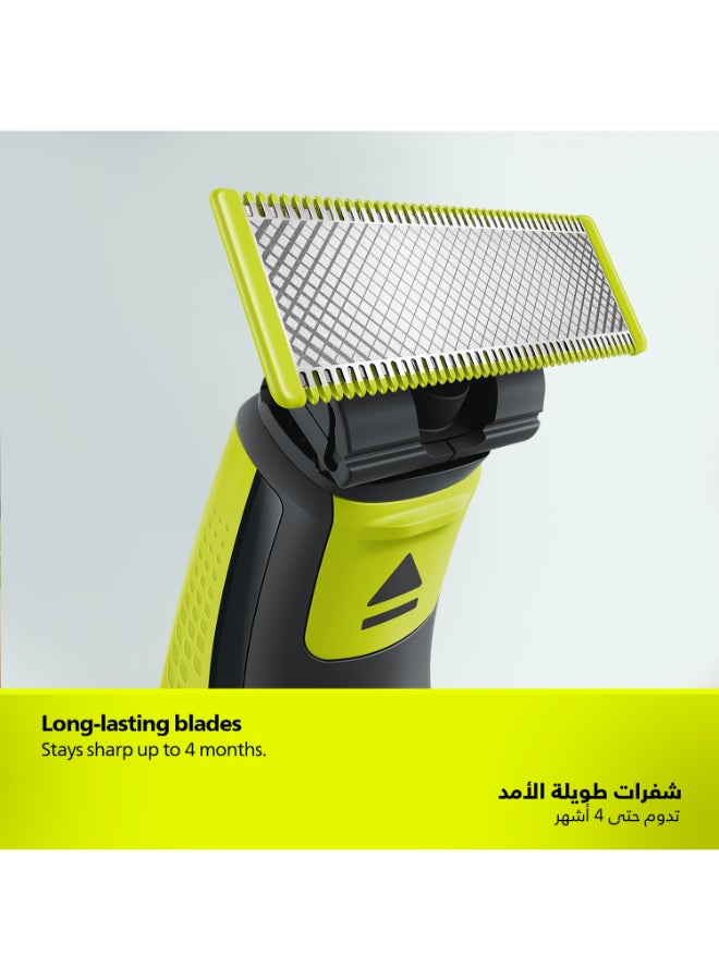 Philips OneBlade Replacement Blades QP630/51,Trim, Edge & Shave Any Length of Hair,3 Original Blades + 1 Body Kit,Fits All OneBlade Handles, Wet & Dry Use QP630/51Green/Silver - Image 2