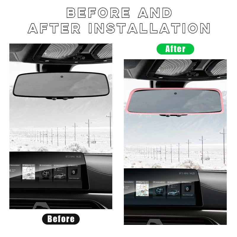 Ohleats Car Rear View Mirror Protector Frame, Silicone Auto Rearview Edge Protection Cover Compatible with Model 3 Model Y, Interior Rear View Trim Frame Decoration, Car Accessories (Pink) - Image 5