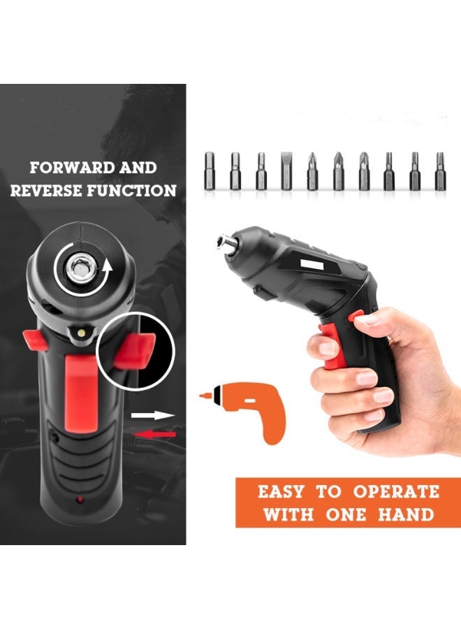 47-Piece 4.2V Cordless Lithium-Ion Screwdriver Kit | Multi-Purpose Mini Screwdriver Set with Reversible Motor & 90° Rotation - Image 4