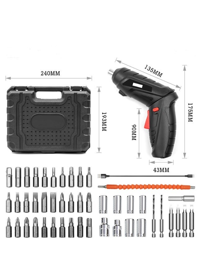 47-Piece 4.2V Cordless Lithium-Ion Screwdriver Kit | Multi-Purpose Mini Screwdriver Set with Reversible Motor & 90° Rotation - Image 5