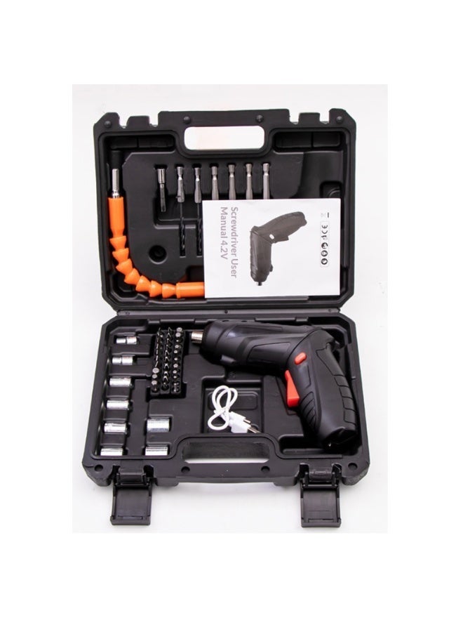 47-Piece 4.2V Cordless Lithium-Ion Screwdriver Kit | Multi-Purpose Mini Screwdriver Set with Reversible Motor & 90° Rotation - Image 2