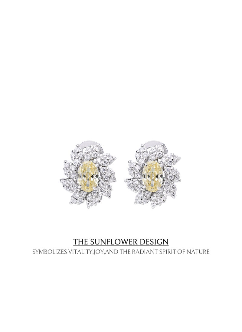 Golden Dawn Women's Earrings with Yellow CZ Diamond and Sterling Silver, Middle East Exclusive Collection