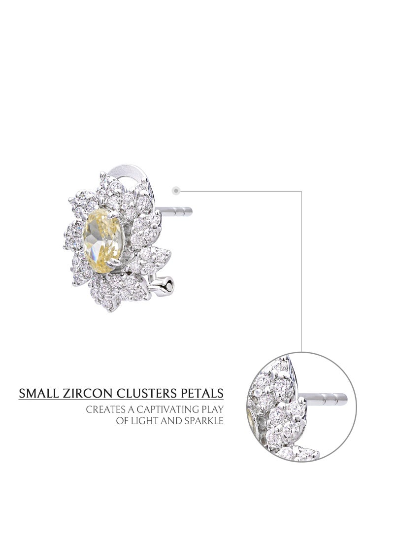 Golden Dawn Women's Earrings with Yellow CZ Diamond and Sterling Silver, Middle East Exclusive Collection