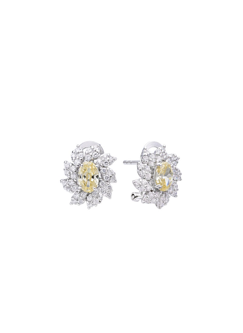 Golden Dawn Women's Earrings with Yellow CZ Diamond and Sterling Silver, Middle East Exclusive Collection