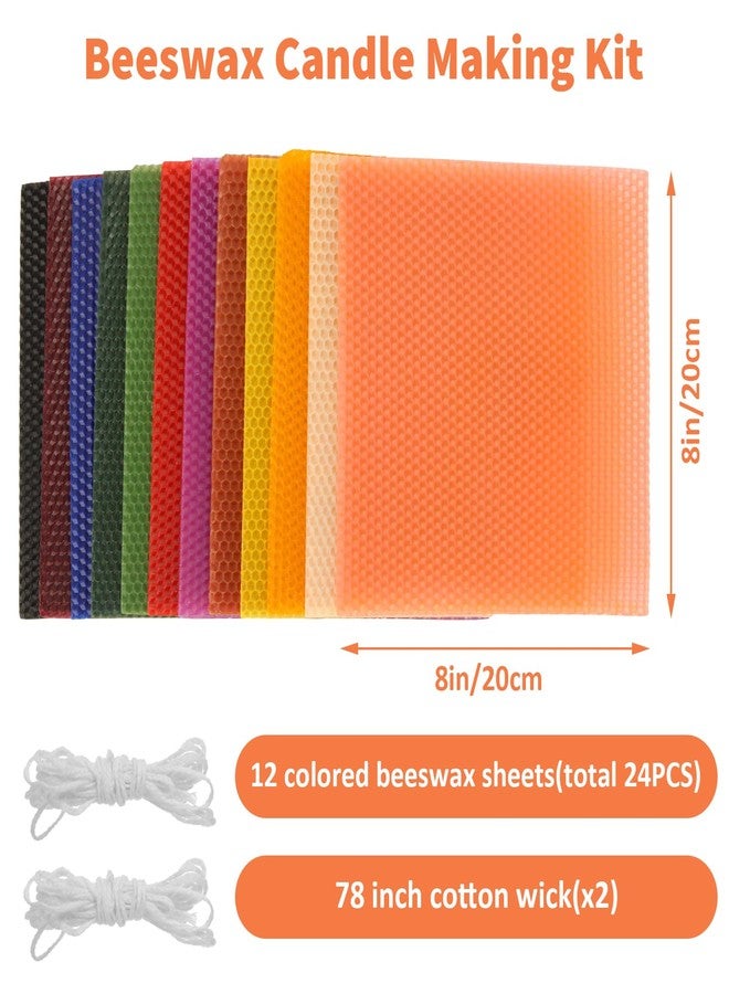 GBACHOOSE 8x8 Inch Beeswax Sheets for Candle Making, 24PCS Beeswax Candle Sheet, 12 Colorful Wax Candle Color Sheets Create Your Own Unique Candles - Image 2