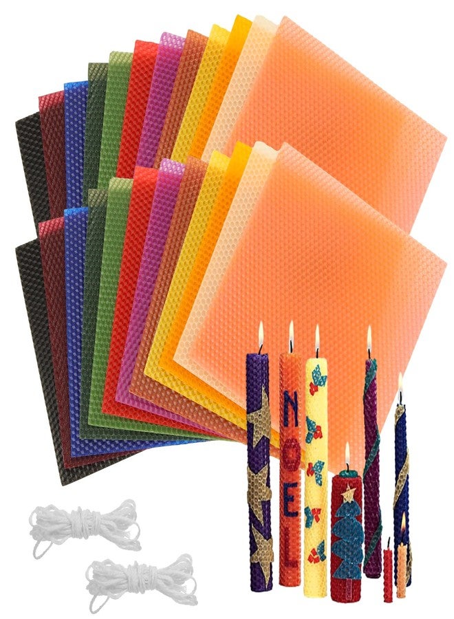 GBACHOOSE 8x8 Inch Beeswax Sheets for Candle Making, 24PCS Beeswax Candle Sheet, 12 Colorful Wax Candle Color Sheets Create Your Own Unique Candles - Image 1