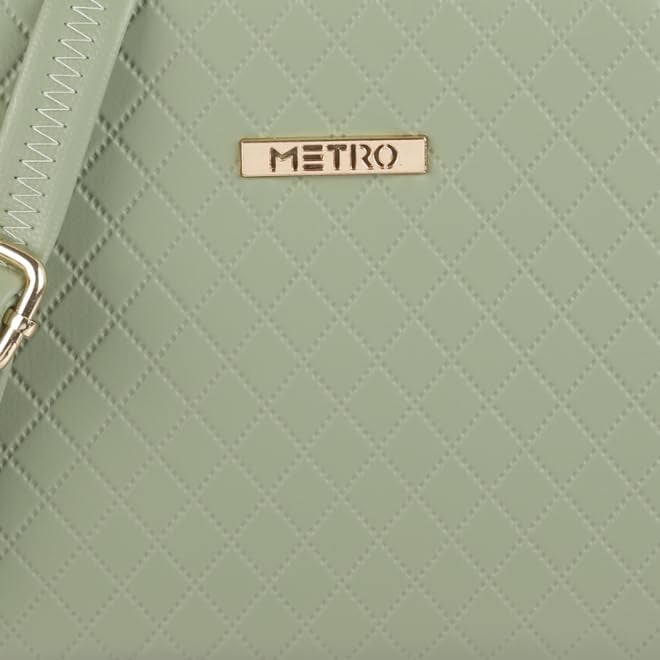 Metro Women Light Green Faux Leather Satchel Bag (95-115) - Image 5