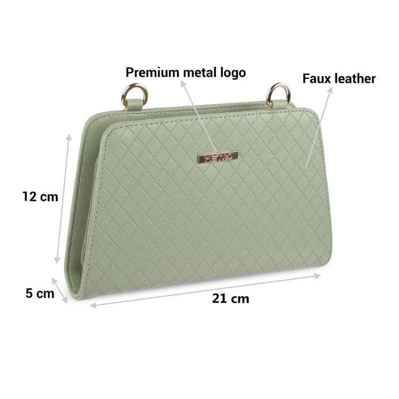 Metro Women Light Green Faux Leather Satchel Bag (95-115) - Image 2