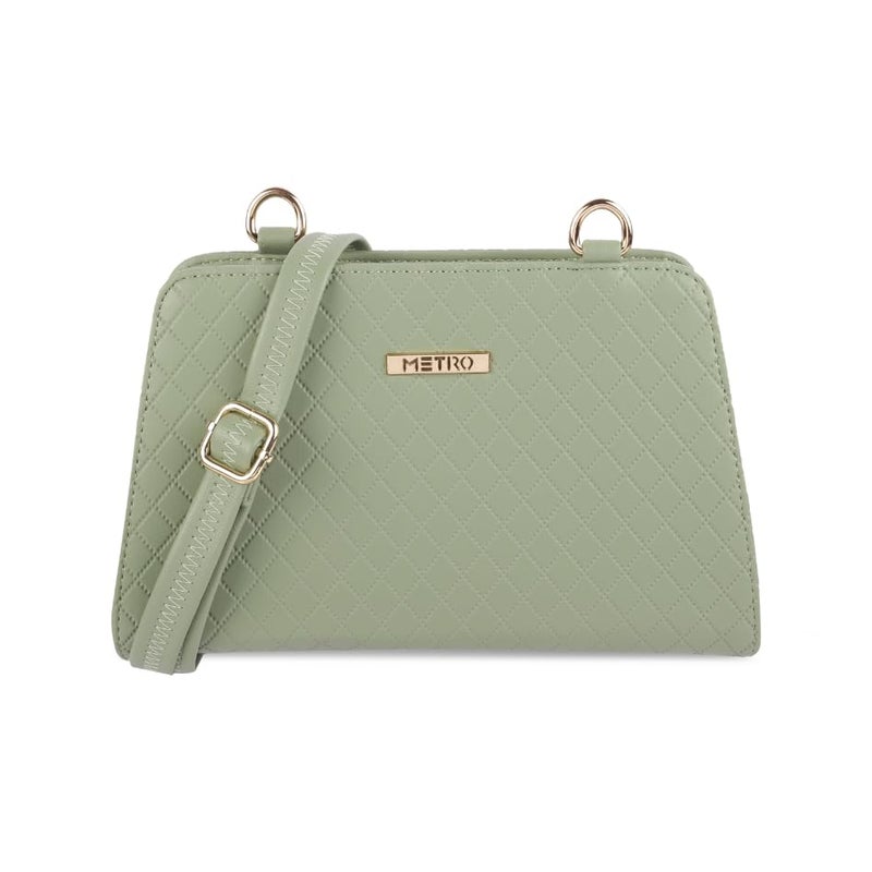 Metro Women Light Green Faux Leather Satchel Bag (95-115) - Image 1