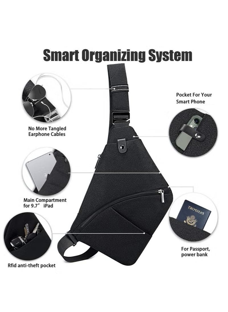 Generic Compact Waist Bag for Men and Women, Waterproof Crossbody Bag Chest Shoulder Backpack with Buckle, Everyday Carry Bag for Travel, Work, Sport Chest Crossbody Bag Cover Pack Rucksack Bicycle Sport  - Image 2