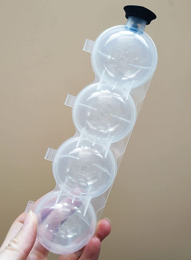 كاست ويف صانع كرات الثلج بأربع فتحات، قطعتان من قوالب كرات الثلج المستديرة، قالب هوكي الجليد، صواني دائرية، صندوق صنع الثلج بأربع فتحات قابل لإعادة الاستخدام، صانع ثلج DIY - Image 2