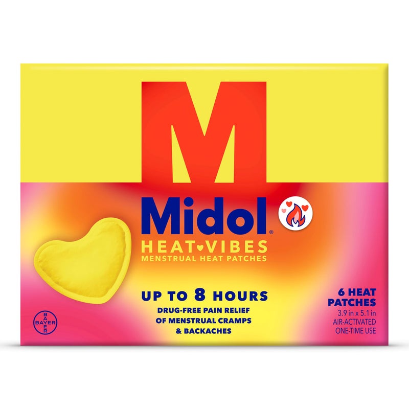 Midol Heat Vibes Menstrual Pain Relief Heat Patches - 6 Count Pack for Period Cramps and Backache - Image 1