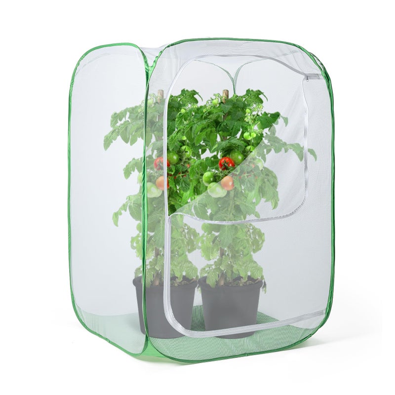 RESTCLOUD 23.6" Outdoor Mesh Plant Enclosure, Plant Cover for Pests, Bird and Pest Protection Guard for Fruit, Vegetables, Flowers and Herbs Pop-Up Cage 15.7 x 15.7 x 23.6 Inches - Image 1